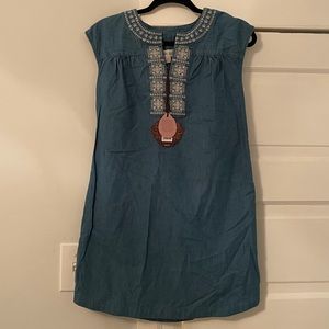 denim white pattern dress